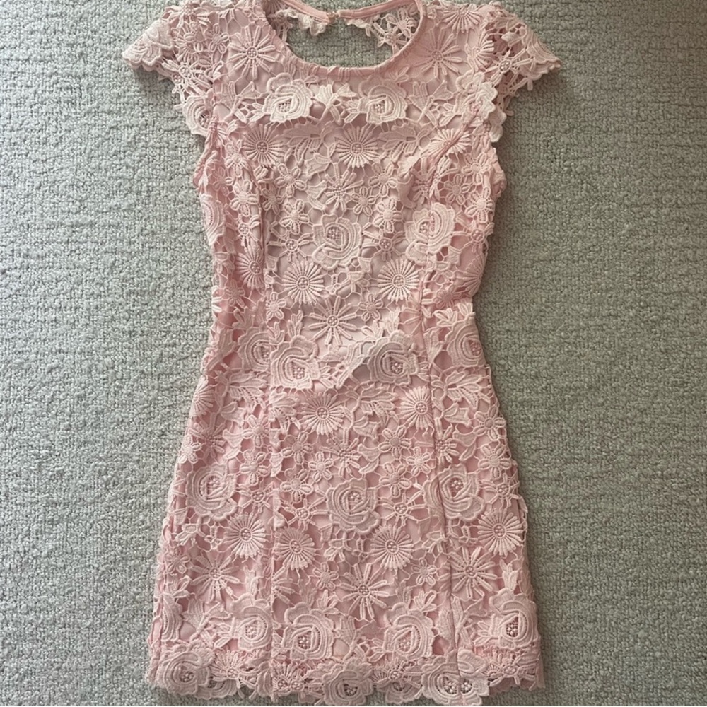 Lulu's Pink Flutter Sleeve Sheath Dress